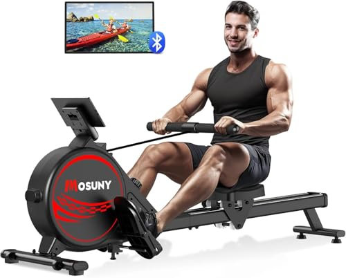 Rudergerät für Zuhause, Verbessertes Magnetisches Rudergerät mit 16 Widerstandsstufen 80 Pfund Spitzenwiderstand, Upgrade Doppel-Slide-Rails Ultraleise, App-Kompatibel, Belastbar bis180kg Rowing