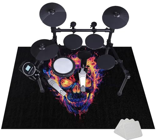 Tapis pour Batterie et Percussions | Antidérapant Tapis de Tambour | Tapis Batterie Acoustique Insonorisant | Tapis pour Batterie Electronique Grosse Caisse Instruments de Musique 120 x 100 cm