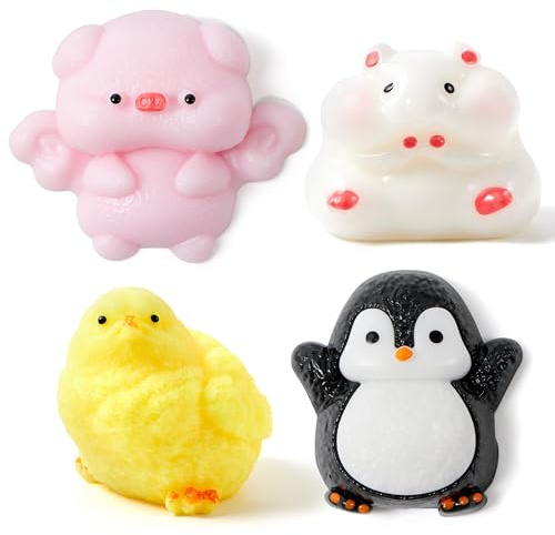 JOYIN 4 giocattoli per squishie di animali, ultra morbidi, colorati Fufufuu squishy, per adulti e bambini