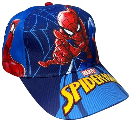 Cappello con Visiera Spiderman Marvel Berretto Estivo per Bambini Regolabile Protezione dai Raggi UV (IT, Numero, 52, 53, Bambino, Blu)