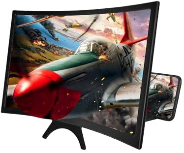 Lente Ingrandimento Schermo Smartphone 3D Curva 12 con Supporto | Ingranditore Schermo per Telefono iOS e Android | Visione HD senza Affaticamento Occhi | Portatile e Pieghevole | Art. 30055
