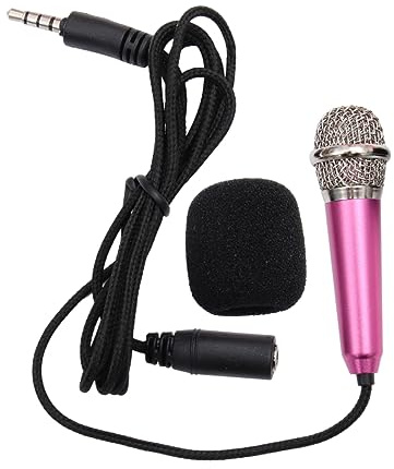 GOOHOCHY Mini Micrófono Portátil Inalámbrico Rosa para Móvil y Pc, Condensador De Mano Ligero Auriculares Incluidos, Adecuado para Karaoke y Grabación De Voz