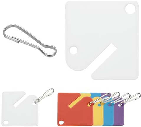 PATIKIL 50 Pcs Key Tags, 1.5 Plastic Hanging Tag Slotted Key Tags Square Blank Writeable Durable with Metal Snap Hooks for Cabinet Boxes Lockers Identifiers Home Garage, Multicolor