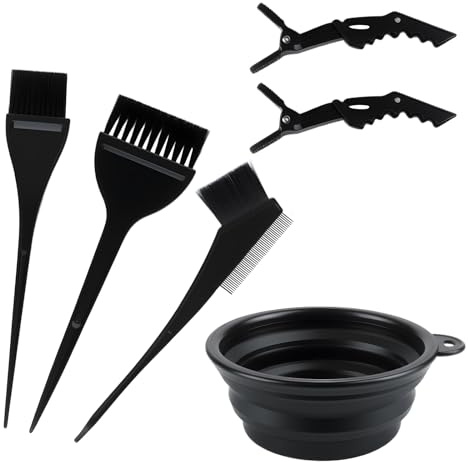 LiangSanXin 6 Pz Kit Tintura Capelli: 3 Pennello Tinta Capellio, 2 Fermagli per Capellio, 1 Ciotola per Tintura, Kit Tinta Capelli fai da te, set pennelli da parrucchiere in salone/a casa