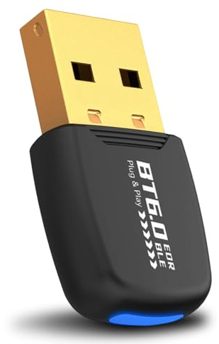 Glitfix Dongle Bluetooth 6.0, Cle Bluetooth pour PC, Adaptateur USB pour Windows 11/10/8.1, Plug and Play, pour PC, Ordinateur Portable, Souris, Tablette, Casque, 7 Dispositifs (E)