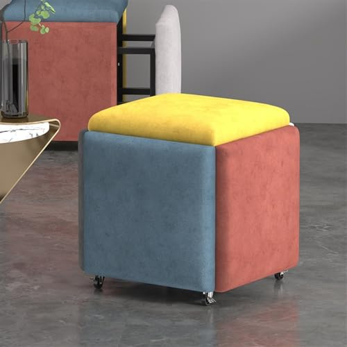 Cubo da seduta 5 in 1, cubo ottomano con ruote girevoli, set trasformabile per soggiorno, camera da letto, ufficio (colore: salsa di velluto viola, dimensioni 45 cm)
