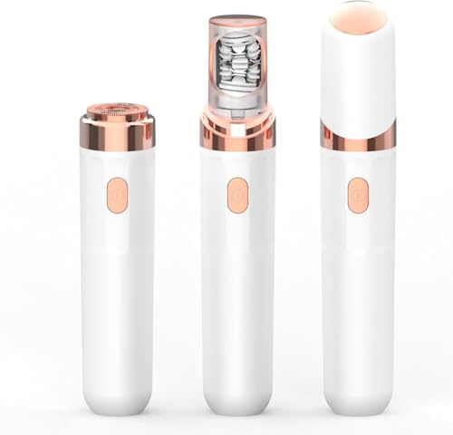 Depiladora Facial Mujer, Depiladora Eléctrica Mujer Portatil 2 en 1 con luz LED, Rasuradora Facial Afeitadora Indolora y Altamente Eficaz para Cara, Bikini, Piernas, Brazo, Axilas