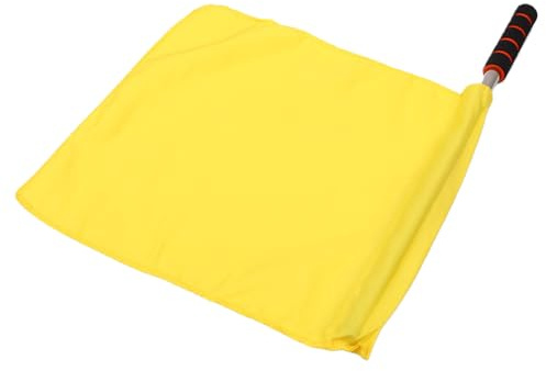 Diyeeni Bandiera per Arbitro in Acciaio Inossidabile, Bandiera di Segnalazione da Corsa Portatile Ad Alta visibilità per Calcio, Pallavolo, in Poliestere con Manico in Spugna (YELLOW)