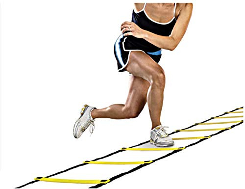 ISO TRADE Koordinationsleiter Trainingshelfer Leiter Fußball Geschwindigkeitstraining verstellbar 6M 12 Sprossen #5067