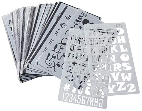 Stück Buchstaben Schablone Zeichenschablonen Malschablonen Set Stanzschablone Stanzformen für Kinder DIY Album Scrapbooking Papier Karte Deko (Weiß)