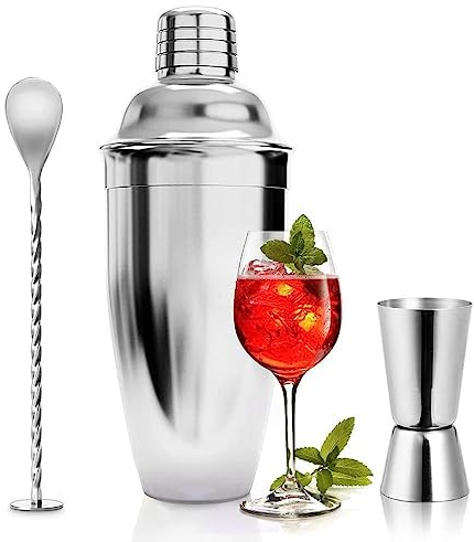 ASANMU Cocktailshaker Set, 750ML Coctail Mixer Set mit Messbecher und Barlöffel Professional Barzubehör Werkzeug Cocktail Shaker Set Bartender Set für Bar Deko Zubehör Geschenk für Papa
