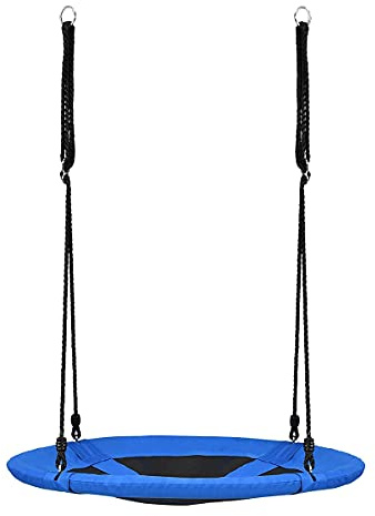 COSTWAY Nest Swing, Hanging Tree Swing Seat with Length Adjustable Ropes, Soft Seating, Kids Swing Set for Indoor Garden Playground, 150kg Capacity (Blue)