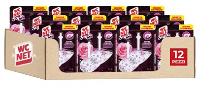 Wc Net - Tavoletta Style Active, Detergente Igienizzante Solido per WC, Fragranza Pink Harmony, 2 Pezzi x 12 Confezioni
