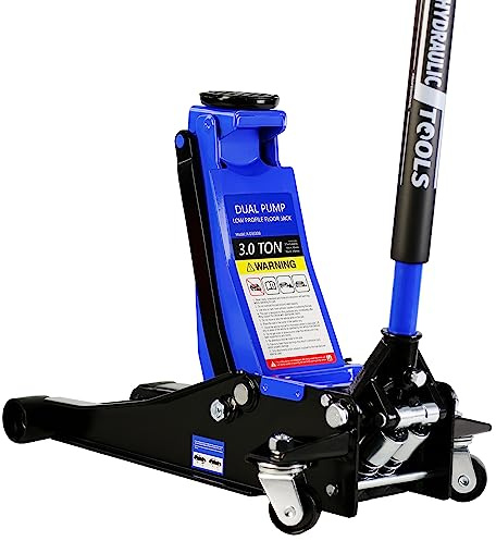 3 Ton Low Profile Floor Jack, Professional Low Profile Hydraulic Jack, Heavy Duty Steel Racing Floor Jack with Dual Piston Quick Lift Pump, 3 Ton (6,600 lb) Capacity, Lift Range 3.3-18.5