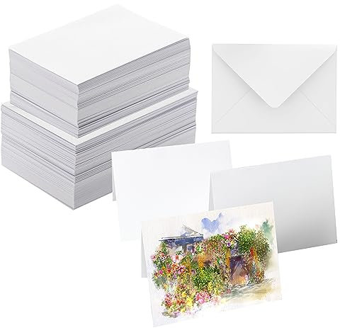 ANSSDO 50 Pack Heavy Weight Blank Cards Set - 140lb 100% Cotton Watercolor Cards, Foldable 5x7 Inch Envelopes for Painting or Card Making, Perfect for Christmas Birthday Gifts
