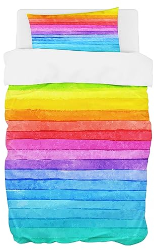 Zomer Bettwäsche 135 x 200 cm Regenbogen Motiv Bettbezug Set 2teilig Weich Mikrofaser Bettwäsche Deckenbezug - 1 Flauschige Bettbezug und 1 Kissenbezug 80x80cm