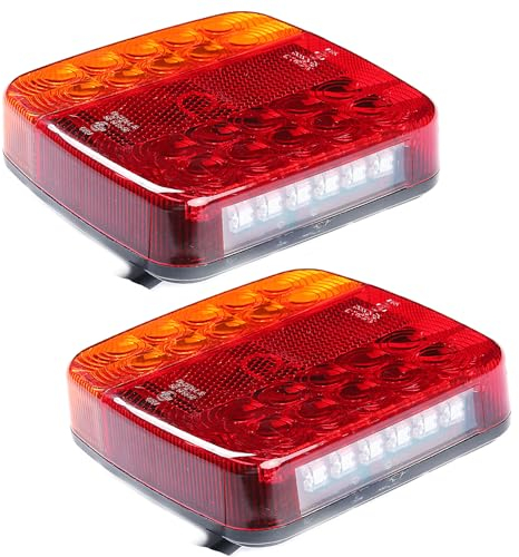ETUKER 2x Luces Remolque Traseras LED 12V 5Functiones Impermeable ECE R10 EMC Piloto Traseros Led Remolque Homologados