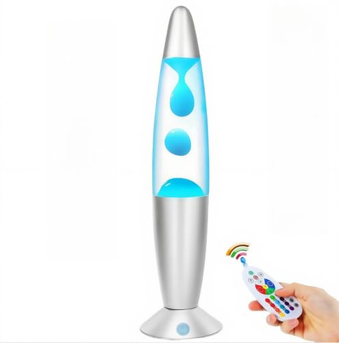 ORDERSOON Remote-Controlled 13 LED Magma Liquid Motion Lamp - 16 Color Changing, Relaxing Night Light, Perfect Home Decor Gift for All Ages(Silver)