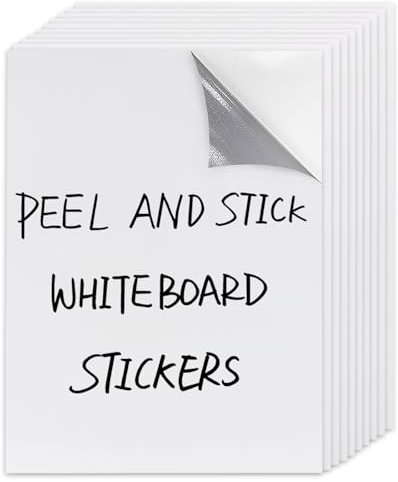 Calcomanías de pizarra blanca de 8.3 x 11.7 pulgadas, hojas extraíbles de borrado en seco, papel de borrado en seco para nevera, pared, escritorio, refrigerador, puerta, casillero, hogar, oficina,