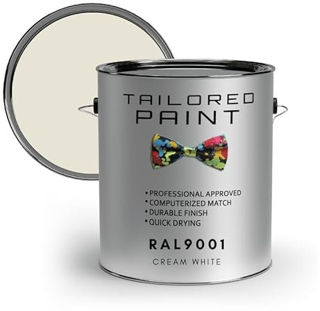 Tailored Paint uPVC Window & Door 1K Paint Brush or Spray On - Matt Finish - RAL9001, Cream White - 2500ml (2.5L) Tin