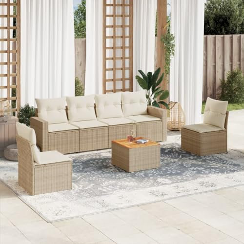 SECOLI Conjunto de muebles de jardín de ratán con espacio de almacenamiento, XXL, muebles de terraza, sofá de salón, grupo de asientos de ratán, muebles de esquina, juego de muebles de balcón, color