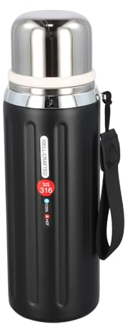 Botella Termica 800ml, Botella Agua Aislada, Vaso Térmico Acero Inoxidable, Termo de Vacío con Filtr, Se Mantiene Caliente o Frío 24 Horas (Negro)