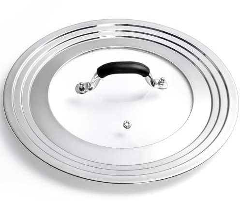 Coperchio universale da 12,6 pollici per padelle e pentole, coperchio universale con finestra trasparente, grande coperchio in acciaio inox per padelle in ghisa, padelle e wok