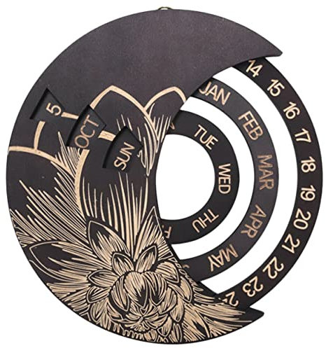 Lurrose Wandkalender Holzornament Zum Aufhängen Dekorativer Kalender Für 2023 Mondkalender Wandkunst-