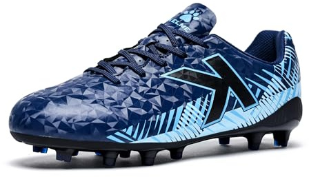 KELME Blaze Youth Soccer Cleats, Men Women Outdoor Soccer Shoes, Firm/Artificial Ground Football Baseball Boots Blue-Black US Size 9
