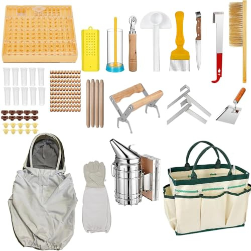 TOOSOAR Kit d'Outils d'Apiculteur 17 Pièces,Outils et Accessoires d'Apiculture,Kit de Démarrage pour l'Apiculture Outil pour Les Apiculteurs Professionnels Et Débutants