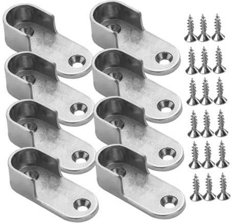 HYTROVE Soporte de Barra de Ropa Resistente para Armario Instalación Rápida Diseño de Tubo Plano Acabado Niquelado Compatible con Organizador de Ropa de Soportes y Tornillos