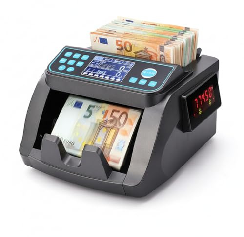 Conta Banconote Professionale 5300 con Doppio Display – Rilevamento Banconote False, Contatore Misto Multivaluta Euro e Dollari, >1000 Banconote/Min
