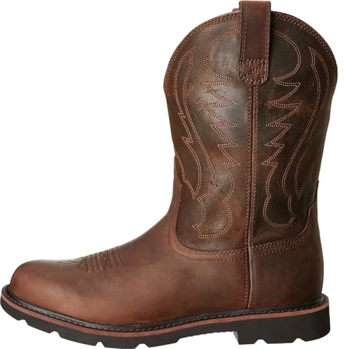 DASJKDI Botas vaqueras for hombre, sin cordones, con bordado, estilo vintage, for caballero, for nieve, motociclista, tallas grandes 38-48(Brown,38)