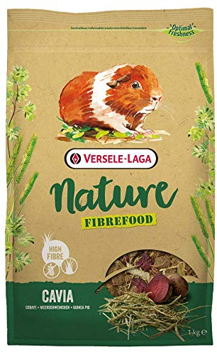 Versele-Laga Nature Fibrefood Cavia | 1 kg | Ergänzungsfuttermittel für empfindliche Meerschweinchen | Zur Unterstützung der Verdauung | Getreidefrei mit Timotheegras
