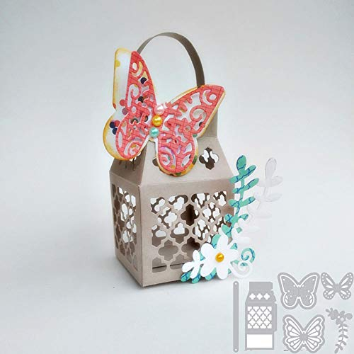 Gemini_mall® Stanzformen für Kartenherstellung, Schmetterlings-Geschenk-Box aus Metall, zum Basteln von Sammelalben, Papierkarten, Bastelschablone für Grußkarten/Einladungskarten Dekoration silber