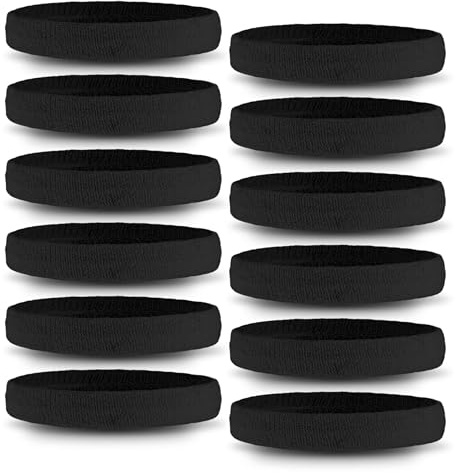 OutdoorEssentials Sweat Bands Headbands Men - Sweatbands for Women - Sports Headband - Sweat Absorbing Headband - Black, One Size - Hiking