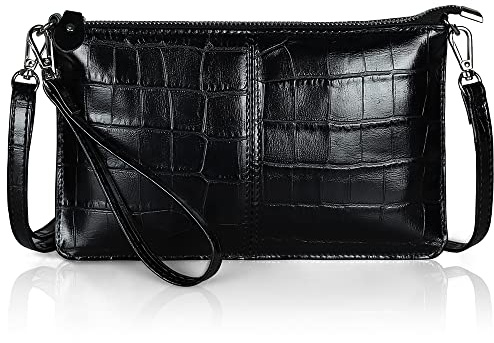 befen Bolso de Mano de Cuero Genuino con Ranura para Tarjetas RFID Bloqueadas, Monedero de Muñeca Pequeño con Bolsas Bandolera Cruzadas para Mujeres, small, Crossbody