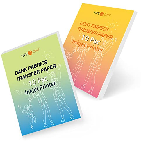 HTVRONT Heat Transfer Paper for T Shirts - 20 Pack Mixed Light & Dark Iron on Transfer Paper,8.5 x 11 Printable Heat Transfer Vinyl for Inkjet Printer, Durable & Easy to Use