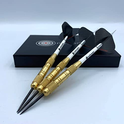 Dartpfeile mit Metallspitze für Dartscheibe | Profi Steel-Darts 23/25g/27g mit Stahl Spitze | Dart-Set mit Schäften und Darts Flights | Steel Dartpfeile und Darts Zubehör (23g)