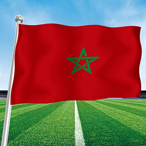 Morocco Flag 3x5 Ft Large - 90x150cm with 2 Brass Grommets - National Flag for Party, Festival, Sport Activities, Home & Garden Decoration