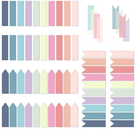 Temiary 1200 Pieces Transparent Sticky Index Tabs, Page Markers for Annotating, Translucent Morandi Arrow Flag Tab for Bookmarks Bible Tabs Notebook School Supplies