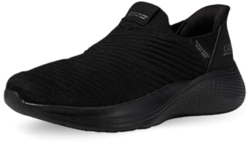 Skechers Sneaker Infinity da Donna Senza Lacci, Senza Lacci, Finiture Sintetiche in Tessuto Nero, 41 EU