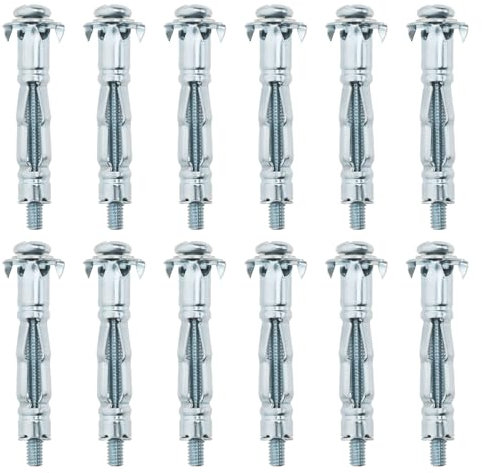 YINETTECH 50 Stück M4 x 38 mm Dehnschrauben, hohle Dehnschraube, verzinkter Karbonstahl, Dehnschraube, Hohlraumschraube für trockene Wände, Hohlziegel, Gips, Keramikfliesen