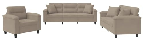 vidaXL Soffgrupp med kuddar 3 delar Taupe mikrofibertyg, soffgrupp, vardagsrumssoffa, tygsoffa, soffgrupper, vardagsrumssoffor, tygsoffor