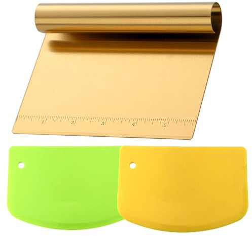 YouXiaor Raspador de Masa, 3 Piezas Acero Inoxidable, Rasqueta Cortadora, Espátula para Hornear la Crema de Mantequilla, Cocina Recoge Verduras Cortadas,Espatula Cortador Pizza,Pastele de Pan