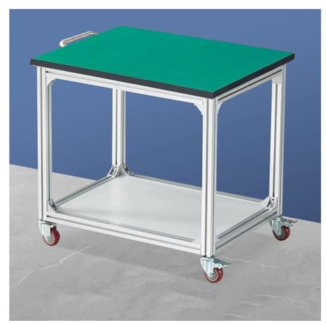 Banco de trabajo portátil con ruedas y asas, mesa de taller antiestática, carro móvil de manipulación de materiales, banco de pruebas para estación de trabajo, verde (2,80 x 60 x 75 cm)