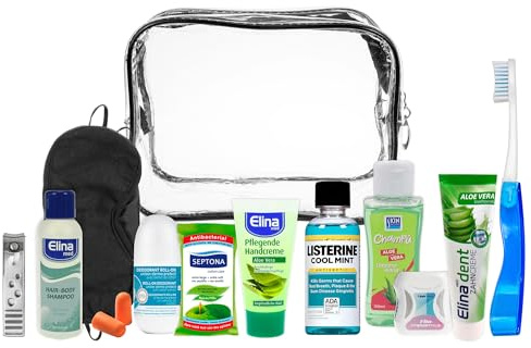 Kit d'accessoires de voyage (kit de voyage), adapté aux bagages à main en avion, en vacances et en voyage d'affaires. Contient des produits de soins personnels supplémentaires dans une trousse de