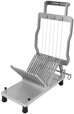 Acouto Manuell Ostskärare Handhållen Toast Brödsmörgåsskärare, 304 Livsmedelsklassade Blad i Aluminiumlegering, Justerbara Skallinjer Anti-halk Bas för Hemkök Skivning (20MM)