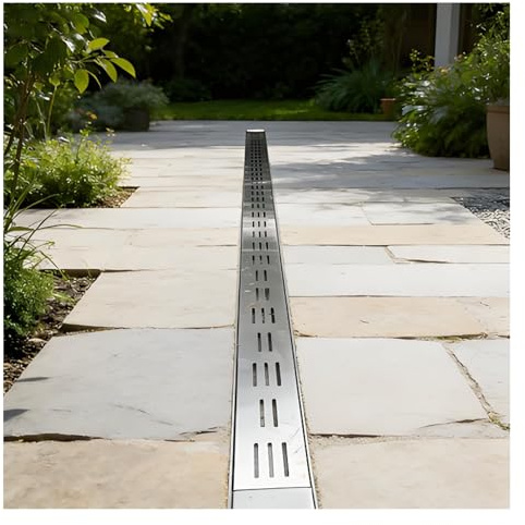 ZXCASDF Canaletta Scolo Acqua Piovana Canale di Scarico Stretto in Acciaio Inossidabile 304，Canale di Drenaggio Esterno con Griglia in Acciaio Inossidabile Rimovibile(H5*W15CM/H1.96*W5.9IN)