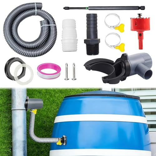 Colector de Agua de Lluvia, Juego de colector de Lluvia, Conector de Barril de Lluvia, Recuperador de Agua de Lluvia, Conector para depósito de Agua, Kit Desviador de Barril de Lluvia